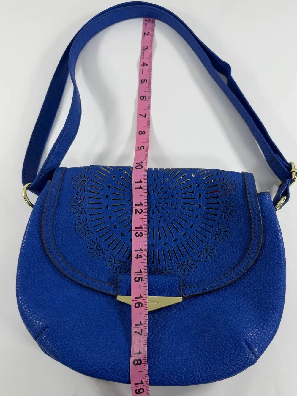 Liz Claiborne Royal Blue Laser-Cut Saddle Crossbody‎